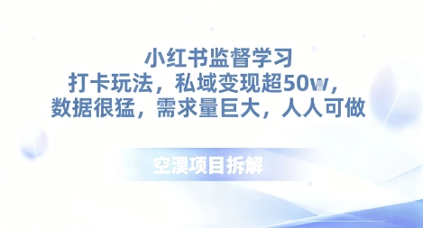 小红书监督学习打卡玩法,私域变现超50个,数据很猛,需求量巨大,人人可做小淇云库-创业网-网赚副业-网创副业-项目拆解-技术类创业资源网-副业网-免费资源下载小淇云库