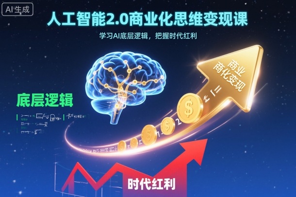 人工智能2.0商业化思维变现课，学习AI底层逻辑，把握时代红利小淇云库-创业网-网赚副业-网创副业-项目拆解-技术类创业资源网-副业网-免费资源下载小淇云库