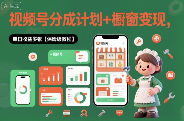 外面收费1980视频号分成计划+橱窗变现，单日收益多张【保姆级教程】小淇云库-创业网-网赚副业-网创副业-项目拆解-技术类创业资源网-副业网-免费资源下载小淇云库