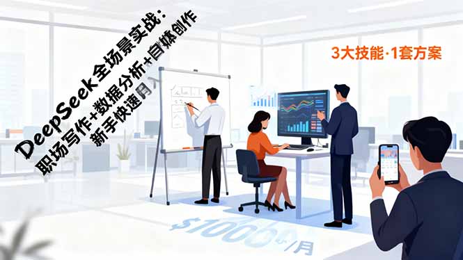 DeepSeek全场景实战：职场写作+数据分析+自媒体创作，新手快速月入过万小淇云库-创业网-网赚副业-网创副业-项目拆解-技术类创业资源网-副业网-免费资源下载小淇云库