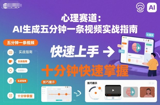 心理赛道：AI生成五分钟一条视频实战指南，十分钟快速掌握