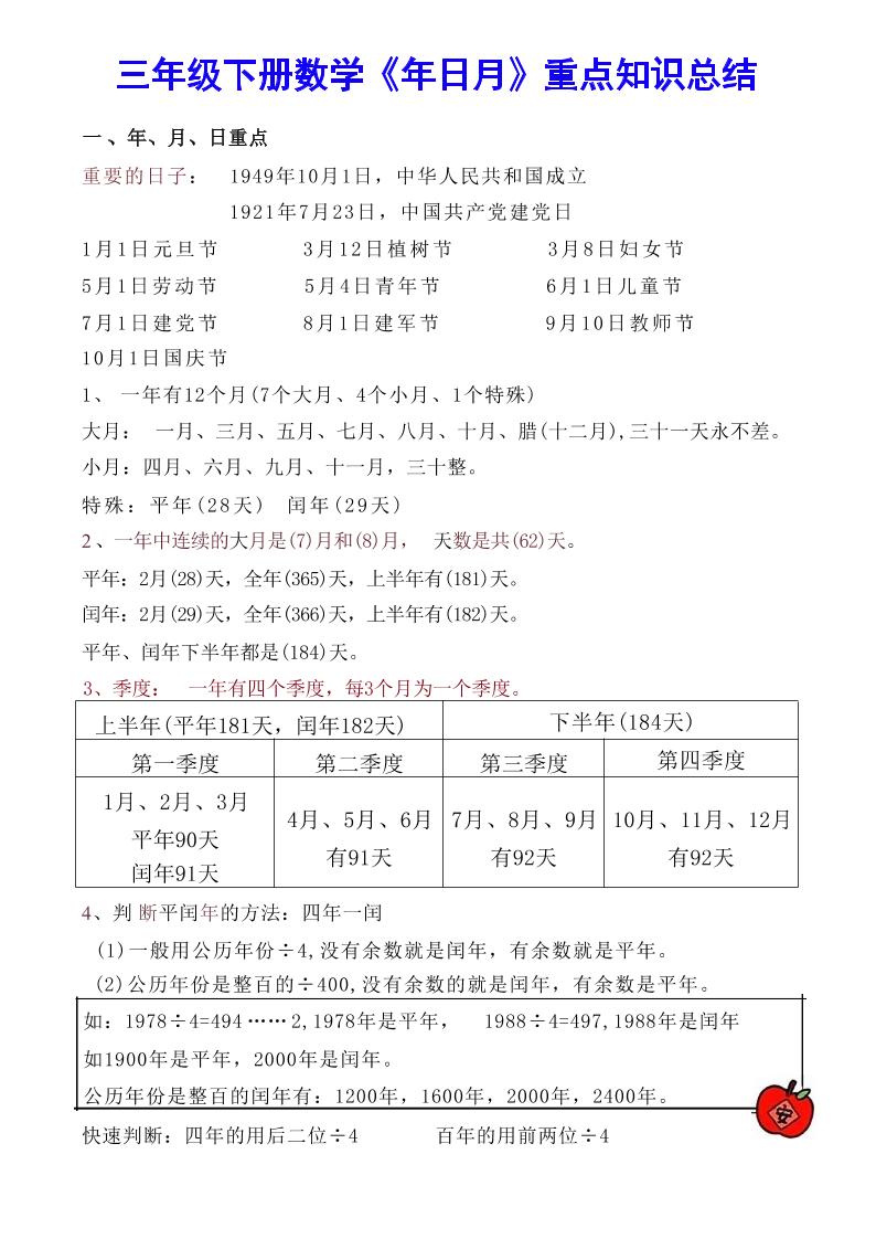 图片[1]小淇云库-创业网-网赚副业-网创副业-项目拆解-技术类创业资源网-副业网-免费资源下载【《年日月》重点知识总结】三下数学小淇云库-创业网-网赚副业-网创副业-项目拆解-技术类创业资源网-副业网-免费资源下载小淇云库