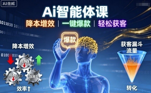 Ai智能体课，降本增效，一键爆款，轻松获客小淇云库-创业网-网赚副业-网创副业-项目拆解-技术类创业资源网-副业网-免费资源下载小淇云库