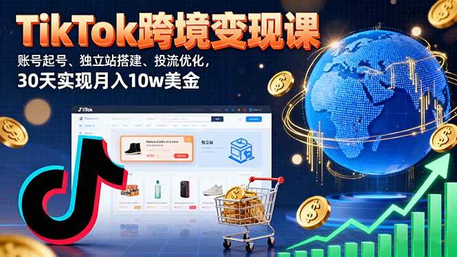 （16034期）TikTok跨境变现课：账号起号、独立站搭建、投流优化，30天实现月入10w美金小淇云库-创业网-网赚副业-网创副业-项目拆解-技术类创业资源网-副业网-免费资源下载小淇云库