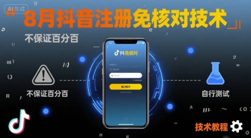 8月抖音注册免核对技术，不保证百分百，自测小淇云库-创业网-网赚副业-网创副业-项目拆解-技术类创业资源网-副业网-免费资源下载小淇云库