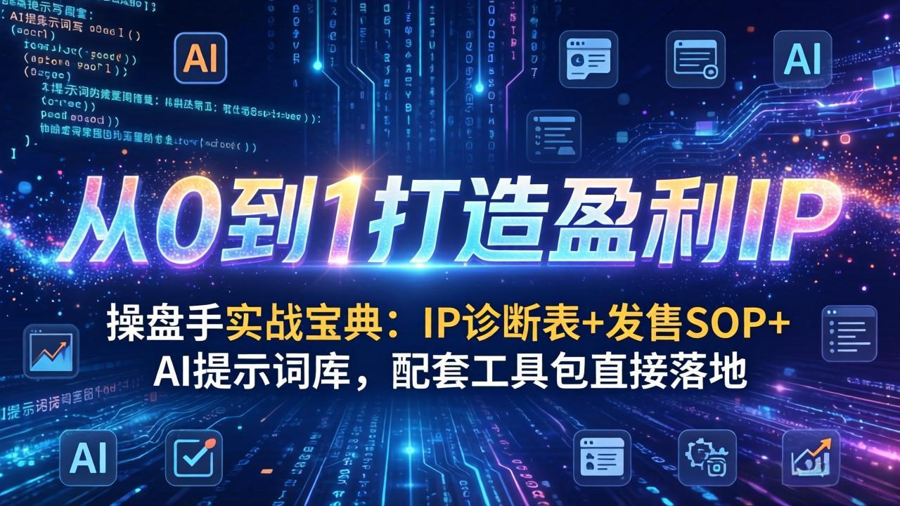操盘手实战宝典：IP诊断表+发售SOP+AI提示词库，配套工具包直接落地，从0到1打造盈利IP小淇云库-创业网-网赚副业-网创副业-项目拆解-技术类创业资源网-副业网-免费资源下载小淇云库