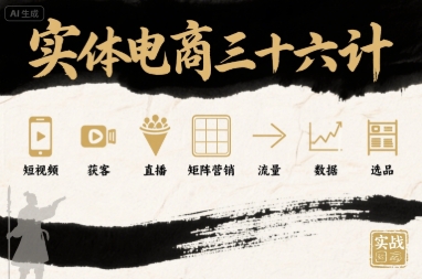 实体电商三十六计，短视频-获客-直播-矩阵营销-流量-数据-选品小淇云库-创业网-网赚副业-网创副业-项目拆解-技术类创业资源网-副业网-免费资源下载小淇云库