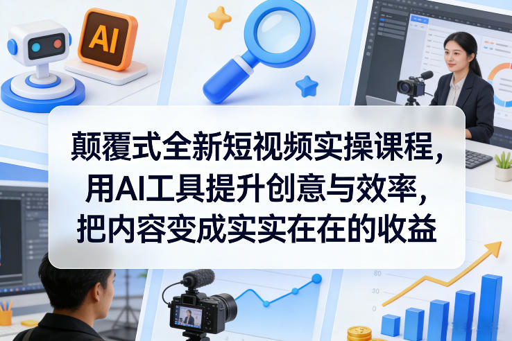 颠覆式全新短视频实操课程,用AI工具提升创意与效率,把内容变成实实在在的收益小淇云库-创业网-网赚副业-网创副业-项目拆解-技术类创业资源网-副业网-免费资源下载小淇云库