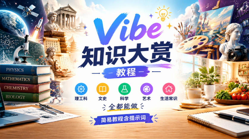 Vibe知识大赏教程，理工科、文史、科学、艺术、生活常识全都能做，简易教程含提示词-荆楚AI