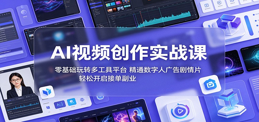 AI视频创作实战课：零基础玩转多工具平台，精通数字人广告、剧情片，轻松开启接单副业-荆楚AI