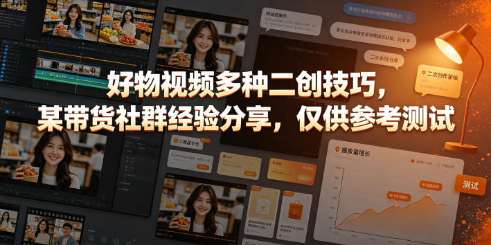 好物视频多种二创技巧，某带货社群经验分享，仅供参考测试-荆楚AI