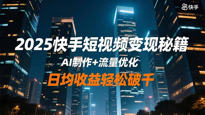 2025快手短视频变现秘籍，AI制作+流量优化，日均收益轻松破千小淇云库-创业网-网赚副业-网创副业-项目拆解-技术类创业资源网-副业网-免费资源下载小淇云库