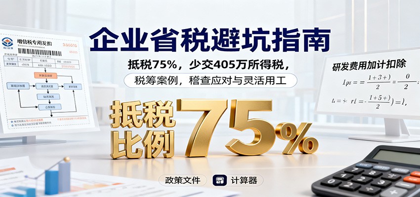 企业省税避坑指南：抵税75%，少交405万所得税，税筹案例，稽查应对与灵活用工小淇云库-创业网-网赚副业-网创副业-项目拆解-技术类创业资源网-副业网-免费资源下载小淇云库