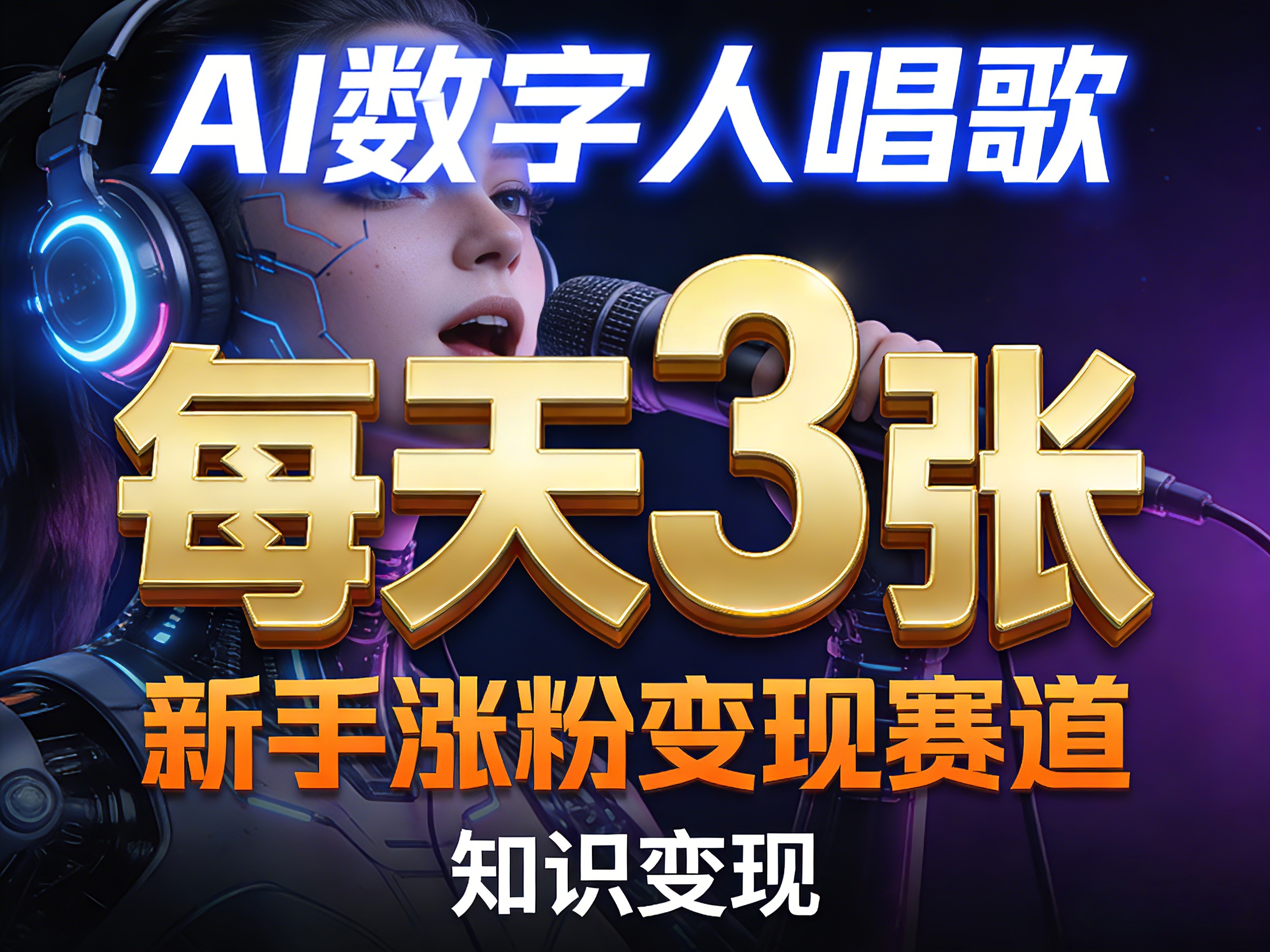 AI数字人唱歌，新手涨粉变现赛道，每天3张和知识付费，副业必备小淇云库-创业网-网赚副业-网创副业-项目拆解-技术类创业资源网-副业网-免费资源下载小淇云库