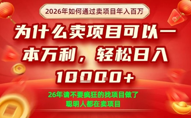 一单净利润1K+，26年想年入100个W，死磕卖项目就够了【揭秘】小淇云库-创业网-网赚副业-网创副业-项目拆解-技术类创业资源网-副业网-免费资源下载小淇云库