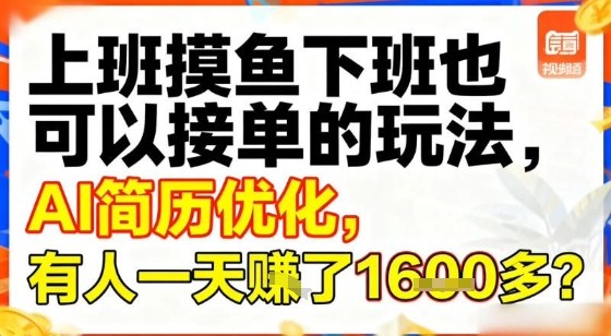 上班摸鱼下班也可以接单的玩法，AI简历优化，有人一天挣了1.6k？小淇云库-创业网-网赚副业-网创副业-项目拆解-技术类创业资源网-副业网-免费资源下载小淇云库
