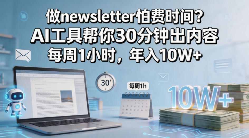 做newsletter怕费时间？AI工具帮你30分钟出内容，每周1小时，年入10W+！【原创双语字幕】-荆楚AI