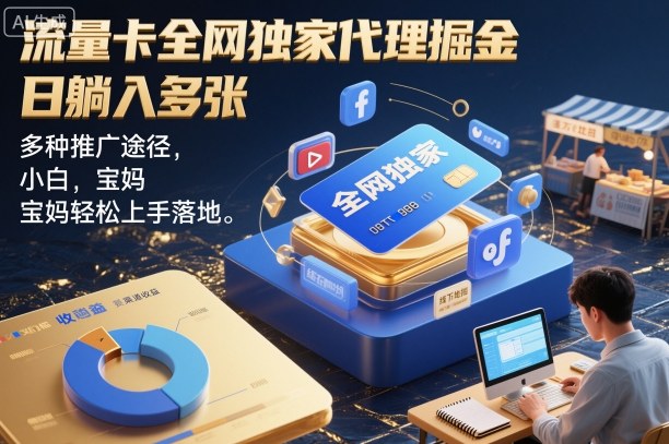 流量卡全网独家代理掘金，日躺入多张，多种推广途径，小白，宝妈轻松上手落地小淇云库-创业网-网赚副业-网创副业-项目拆解-技术类创业资源网-副业网-免费资源下载小淇云库