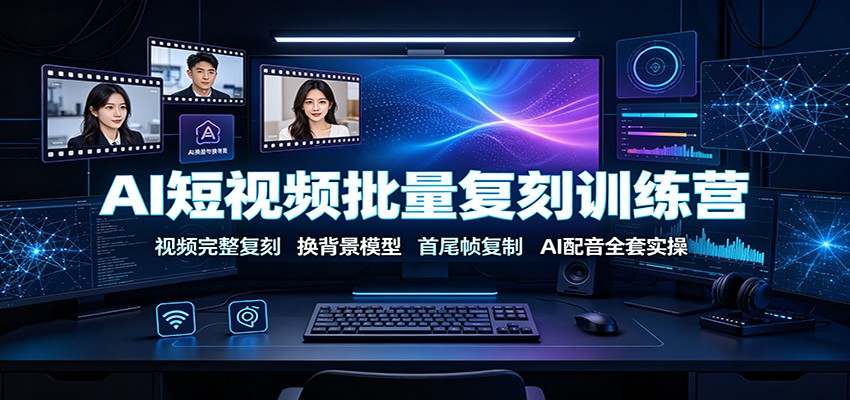 AI短视频批量复刻训练营:视频完整复刻,换背景模型、首尾帧复制、AI配音全套实操-荆楚AI