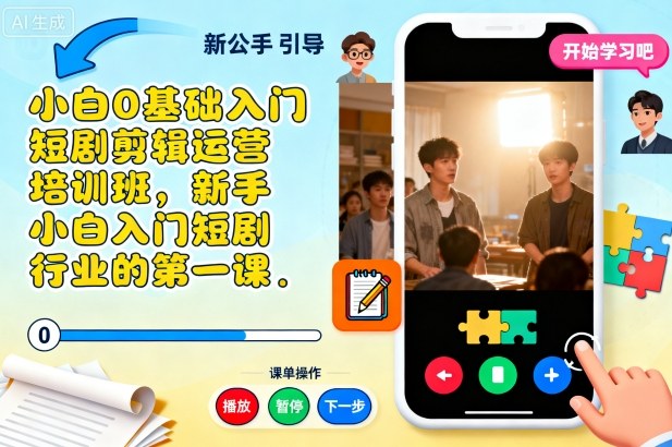 小白0基础入门短剧剪辑运营培训班，新手小白入门短剧行业的第一课小淇云库-创业网-网赚副业-网创副业-项目拆解-技术类创业资源网-副业网-免费资源下载小淇云库