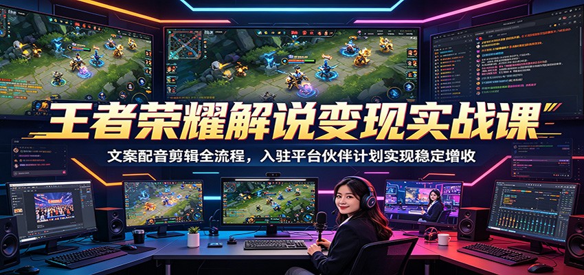 王者荣耀解说变现实战课:文案配音剪辑全流程,入驻平台伙伴计划实现稳定增收-荆楚AI