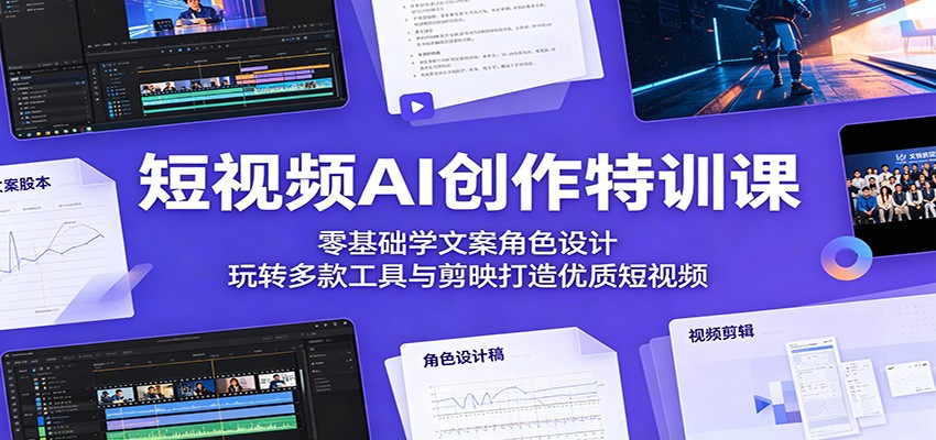 短视频AI创作特训课：零基础学文案角色设计，玩转多款工具与剪映打造优质短视频-荆楚AI