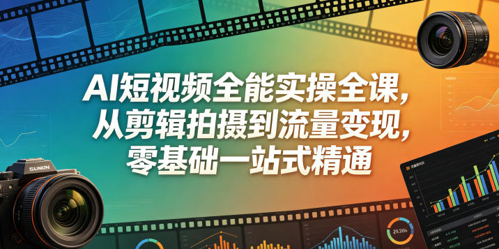 AI短视频全能实操全课,从剪辑拍摄到流量变现,零基础一站式精通-荆楚AI