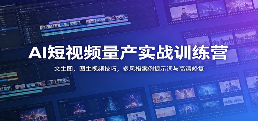 AI短视频量产实战训练营：文生图，图生视频技巧，多风格案例提示词与高清修复-荆楚AI