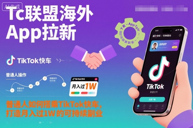 Tc联盟海外App拉新：普通人如何搭乘TikTok快车，打造月入过1W的可持续副业小淇云库-创业网-网赚副业-网创副业-项目拆解-技术类创业资源网-副业网-免费资源下载小淇云库