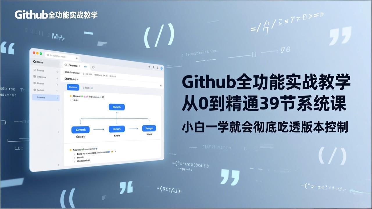GitHub-全功能实战教学，从0到精通39节系统课，小白一学就会彻底吃透版本控制小淇云库-创业网-网赚副业-网创副业-项目拆解-技术类创业资源网-副业网-免费资源下载小淇云库