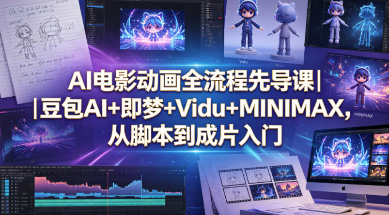 AI电影动画全流程先导课｜豆包AI+即梦+Vidu+MINIMAX，从脚本到成片入门-荆楚AI