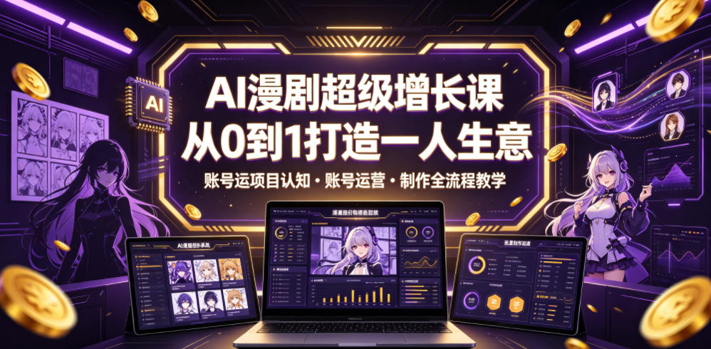 AI漫剧超级增长课，从0到1打造一人生意，项目认知・账号运营・制作全流程教学-荆楚AI