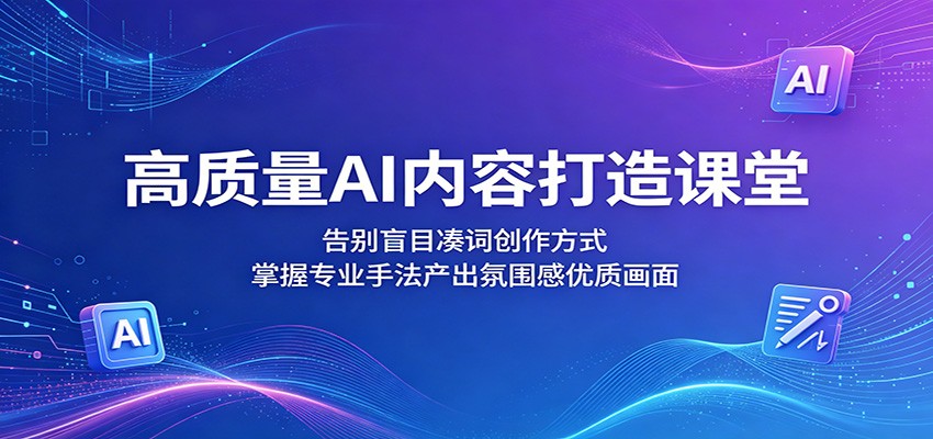 高质量AI内容打造课堂：告别盲目凑词创作方式，掌握专业手法产出氛围感优质画面-荆楚AI