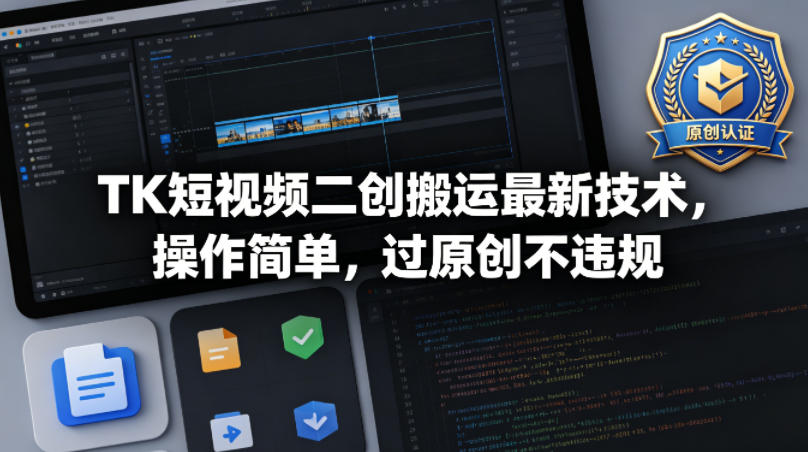 TK短视频二创搬运最新技术，操作简单，过原创不违规-荆楚AI