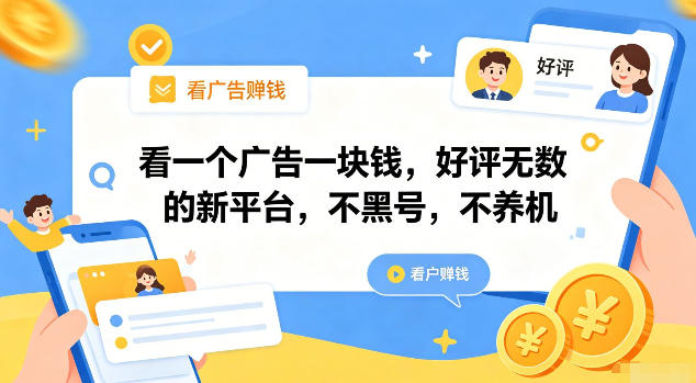 看一个广告一块钱,好评无数的新平台,不黑号,不养机【揭秘】-荆楚AI