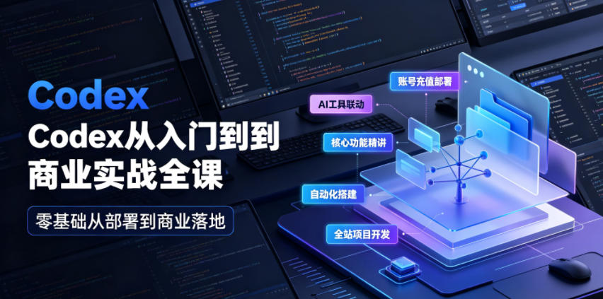 Codex从入门到商业实战全课|账号充值部署、AI工具联动、核心功能精讲、自动化搭建、全站项目开发零基础教程-荆楚AI