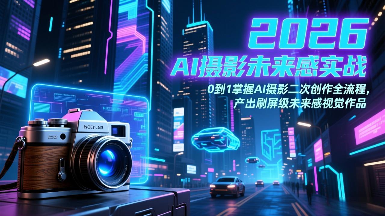 2026 AI摄影未来感实战：0到1掌握AI摄影二次创作全流程，产出刷屏级未来感视觉作品小淇云库-创业网-网赚副业-网创副业-项目拆解-技术类创业资源网-副业网-免费资源下载小淇云库