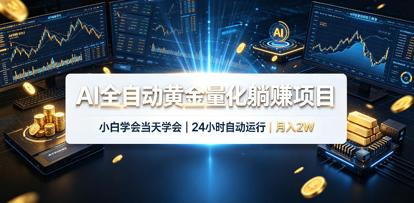 AI全自动黄金量化躺賺项目，24小时自动运行，月入2W！-荆楚AI