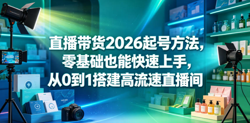 直播带货2026起号方法,零基础也能快速上手,从0到1搭建高流速直播间-荆楚AI