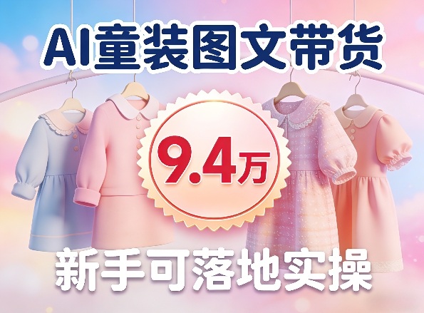 AI童装图文带货拆解，累计出单9.4W，新手可落地实操小淇云库-创业网-网赚副业-网创副业-项目拆解-技术类创业资源网-副业网-免费资源下载小淇云库