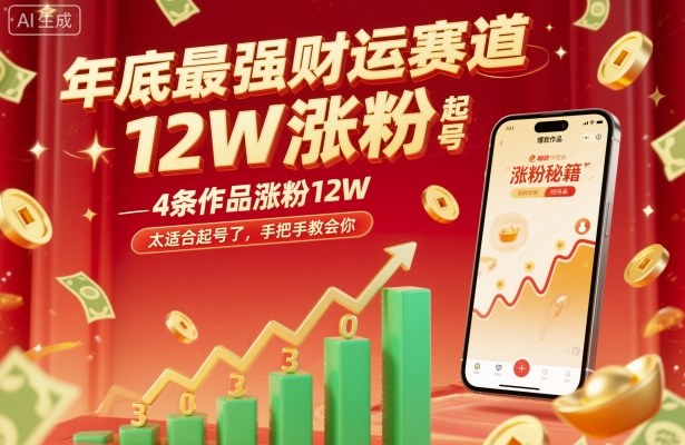 年底最强财运赛道，4条作品涨粉12W，太适合起号了，手把手教会你小淇云库-创业网-网赚副业-网创副业-项目拆解-技术类创业资源网-副业网-免费资源下载小淇云库