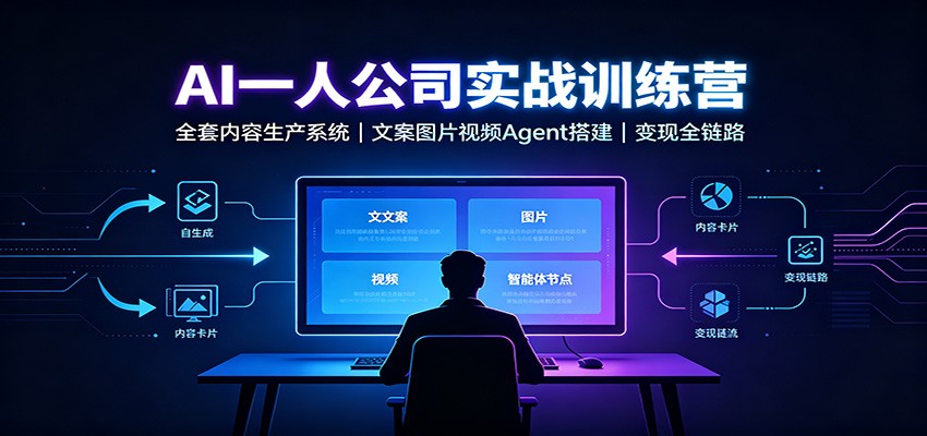AI创作一人公司实战训练营:全套内容生产系统,文案图片视频Agent搭建变现全链路-荆楚AI
