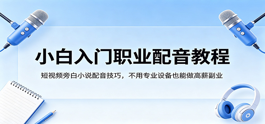 小白入门职业配音教程，短视频旁白小说配音技巧，不用专业设备也能做高薪副业-荆楚AI