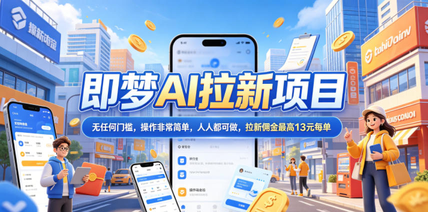 2026年即梦AI拉新项目最新玩法,无任何门槛,操作非常简单,人人都可做,拉新佣金最高13元每单-荆楚AI