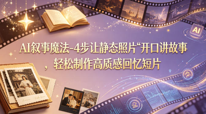 AI叙事魔法-4步让静态照片“开口讲故事”，轻松制作高质感回忆短片-荆楚AI