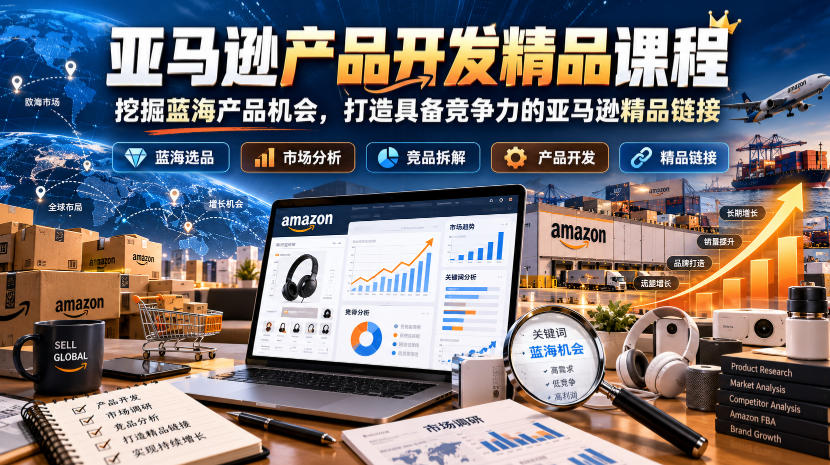 亚马逊产品开发精品课程，挖掘蓝海产品机会，打造具备竞争力的亚马逊精品链接-荆楚AI