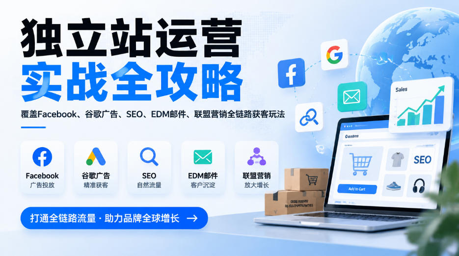 独立站运营实战全攻略,覆盖Facebook、谷歌广告、SEO、EDM邮件、联盟营销全链路获客玩法(更新2026)-荆楚AI