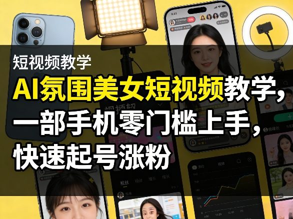 AI氛围美女短视频教学，一部手机零门槛上手，快速起号涨粉小淇云库-创业网-网赚副业-网创副业-项目拆解-技术类创业资源网-副业网-免费资源下载小淇云库