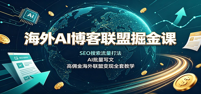 海外AI博客联盟掘金课:SEO搜索流量打法,AI批量写文,高佣金海外联盟变现全套教学-荆楚AI