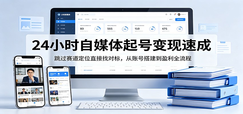 24小时自媒体起号变现速成，跳过赛道定位直接找对标，从账号搭建到盈利全流程-荆楚AI